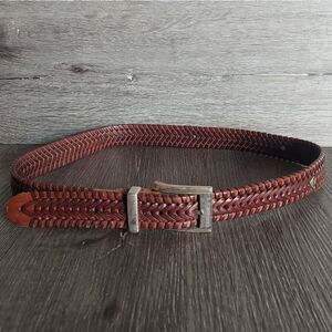 Trafalgar Brown Leather Braided Woven Belt 36